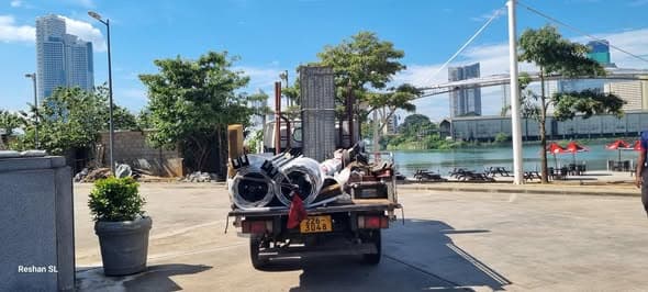 Project equipment photographed near Lotus Tower in Colombo