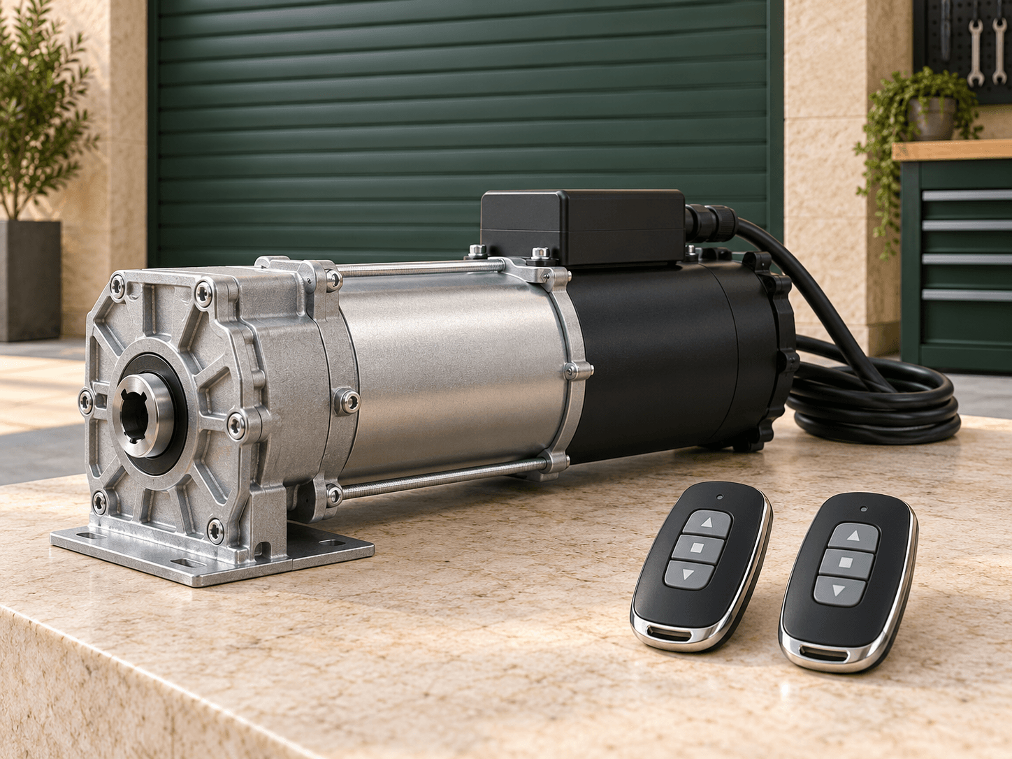 Roller shutter motor with two handheld remote controls